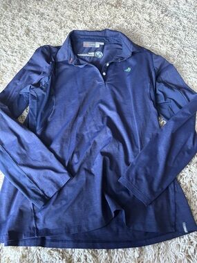 KJus Navy Long Sleeve Polo with Green hummingbird Logo bmw   xl